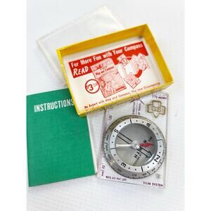 Vintage Girls Scouts Silva System Compass With Box & Instructions!